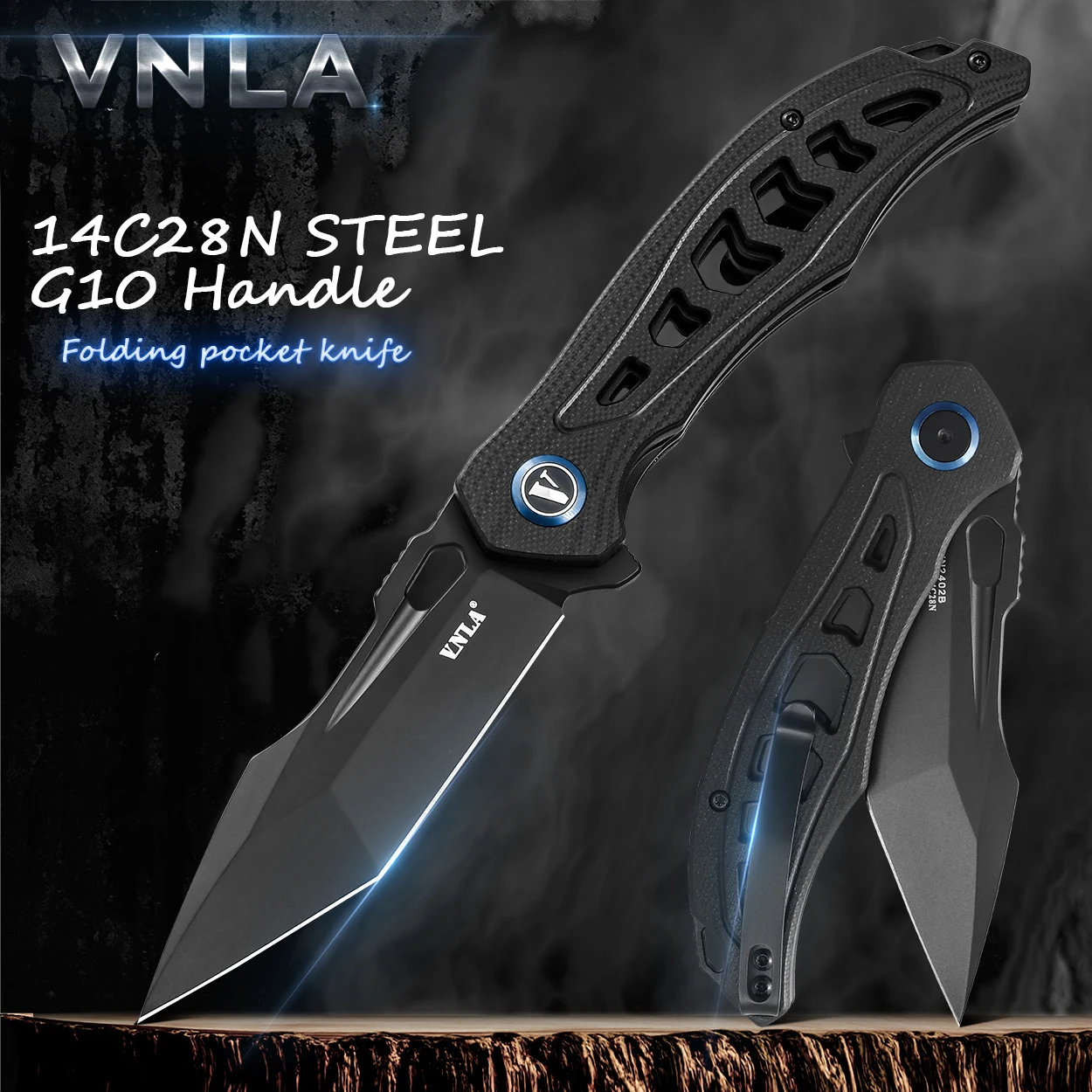 

VNLA Pocket knife 14C28N steel sharp folding knife G10 handle knife Outdoor camping portable knife EDC tool knife Open express