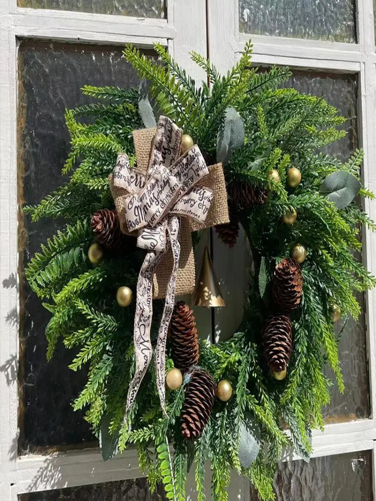 Description Picture 3 of itemFarmhouse Christmas Wreath Door Wreath Christmas Wreath For Door Christmas Decoration Wreath Christmas Garland With Bells
