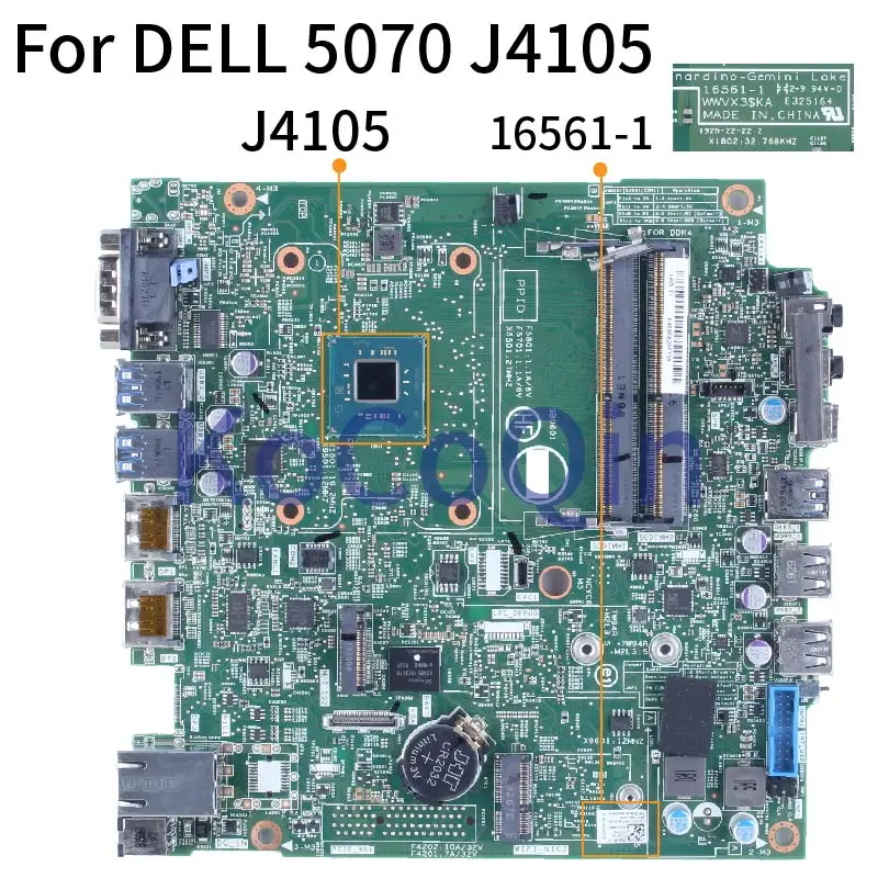 

For DELL 5070 J4105 Notebook Mainboard 03CHNY 16561-1 SR3S4 DDR4 Laptop Motherboard