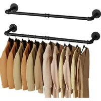 Wall Mounted Clothes Rack, 31.5in Industrial Pipe Wall Mount Clothing Rack, Space Saver Hanging Pipe Clothes Rack 1