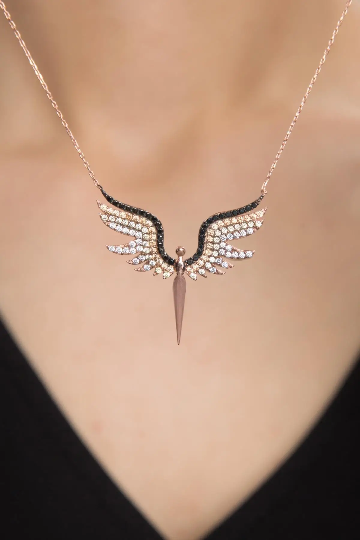 

Women's Angel Pattern Zircon Cubic Zirconia 925 Sterling Silver Necklace PP2346