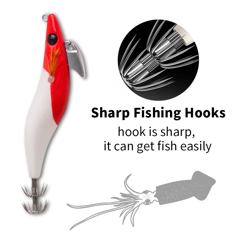 Kawa 1pc New Wood Shrimps Squid Lure 13g 93mm Fishing Squids Hooks UV Coating Fishing Baits For Fishing Squid Octopus Culterfish