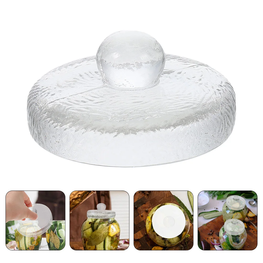 

Pickle Jar Glass Lid Short Handle Transparent Cover Traditional Fermenting Jar Lid