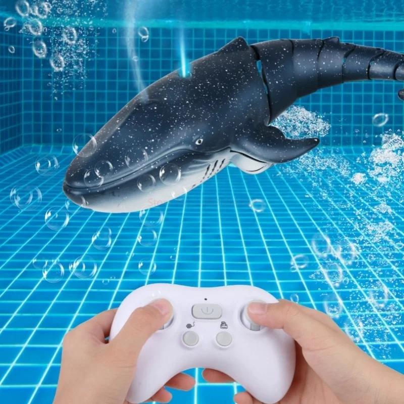 Remote Control Water Spraying Electric Shark Biomimetic Whale Swimming Toy Rc Simulation Whale Model Rechargeable Children's Toy 6