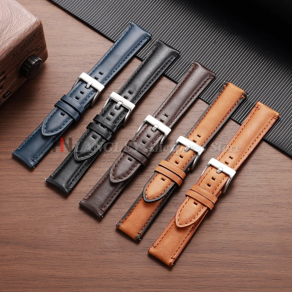 Luxurious Vintage Cowhide Leather Watch Strap - Quick Release, Brown