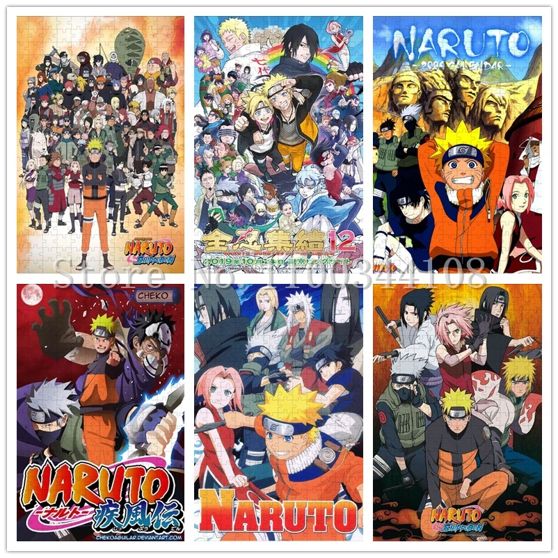 1000 Pieces Naruto Anime Jigsaw Puzzles For Adults Stress Relief Toys Japan Animation Characters