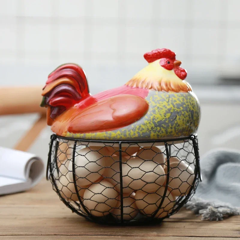 

Creative Ceramic Egg Blue Fruit Potato Sundries Storage Blue Household Simulation Rooster Storage Container Gift Home Decoration