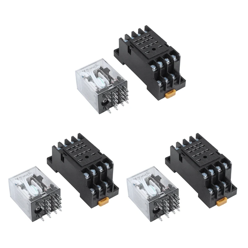 

3X DC 24V Катушка вольт 4PDT 14-контактный терминал электромагнитное реле HH54P