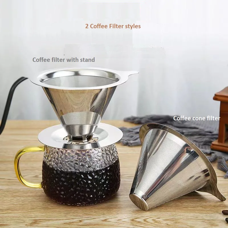 StainlessSteelDoubleLayerCoffeeFilterRecyclableHolderPourOver