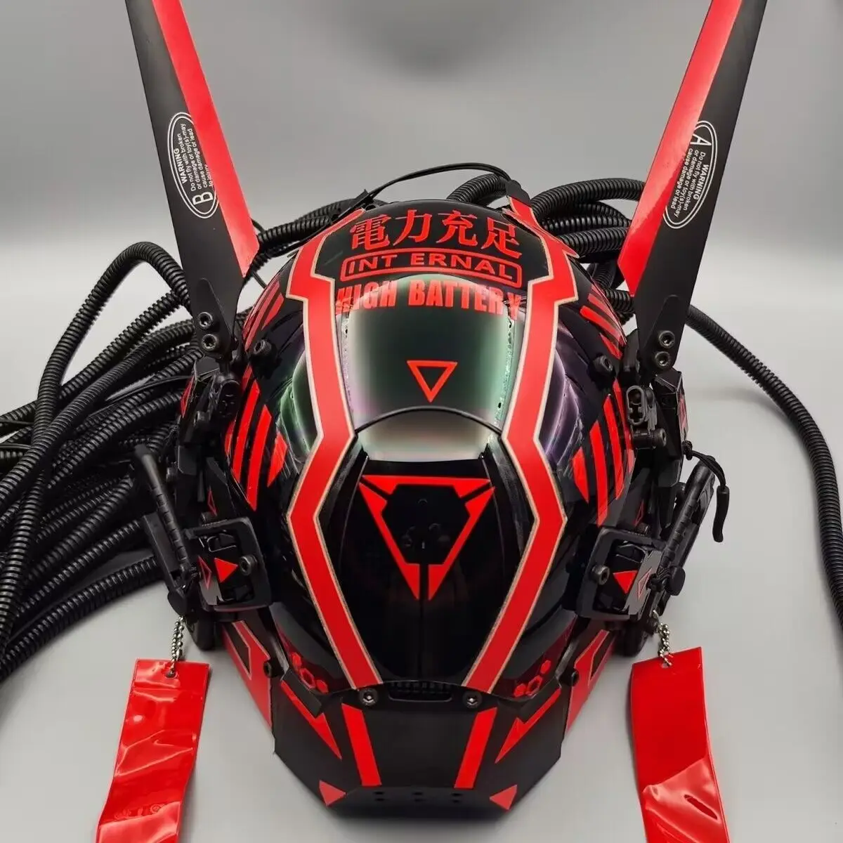 

CyberPunk Mask Cosplay for Men, Round Light with Braids Mask Cosplay Halloween Fit Party Music Festival Accessories