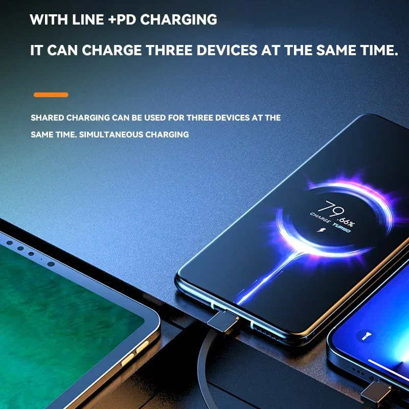 30000mah Portable Mini Power Bank PD100W Detachable USB to TYPE C Cable Fast Charging Powerbank For iPhone Xiaomi Samsung 2024 5