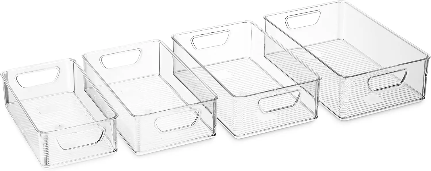 Refrigerator Organizer Bins - Plastic Pantry Organization and Storage Baskets - Stackable Food Fridge Organizers 5