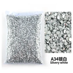 Bulk Wholesale Jelly Color AB Transparent Faceted FlatBack Resin Rhinestones for Nail Art & Garment Decoration (Mineral silver)