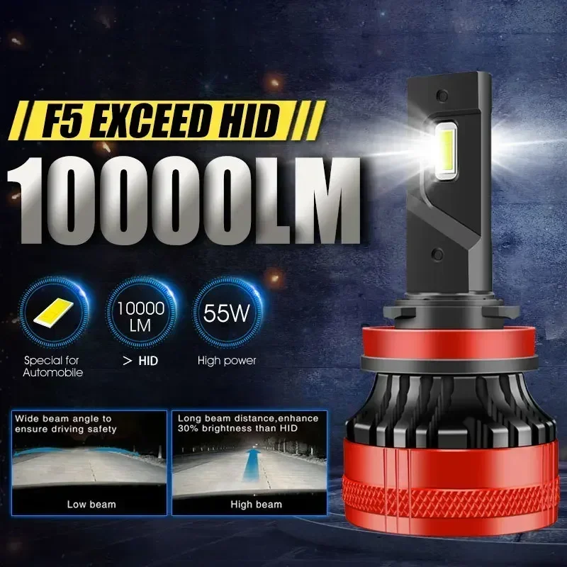 2PCS F5 110W H7 H4 H1 H8 H11 9005 Hb3 Hb4 9012 H13 9007 Led Car Headlights 20000LM Powerful Turbo Lamp Canbus