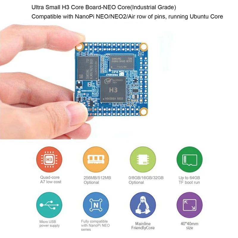 Nanopi ׿ ھ  Iot   DDR3 RAM Allwinner H3  ھ Cortex-A7 Ubuntucore