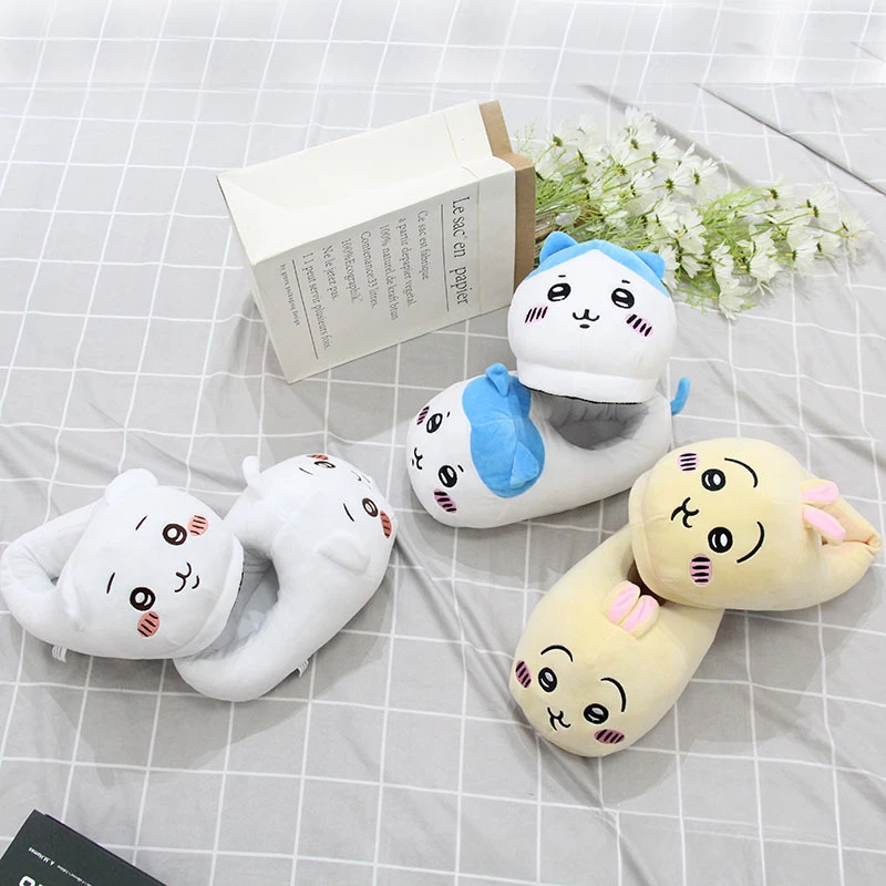

Kawaii Chiikawa Usagi Hachiware Plush Cotton Shoes Stylish and Simple Couple Cotton Slippers Cute Things for Girls