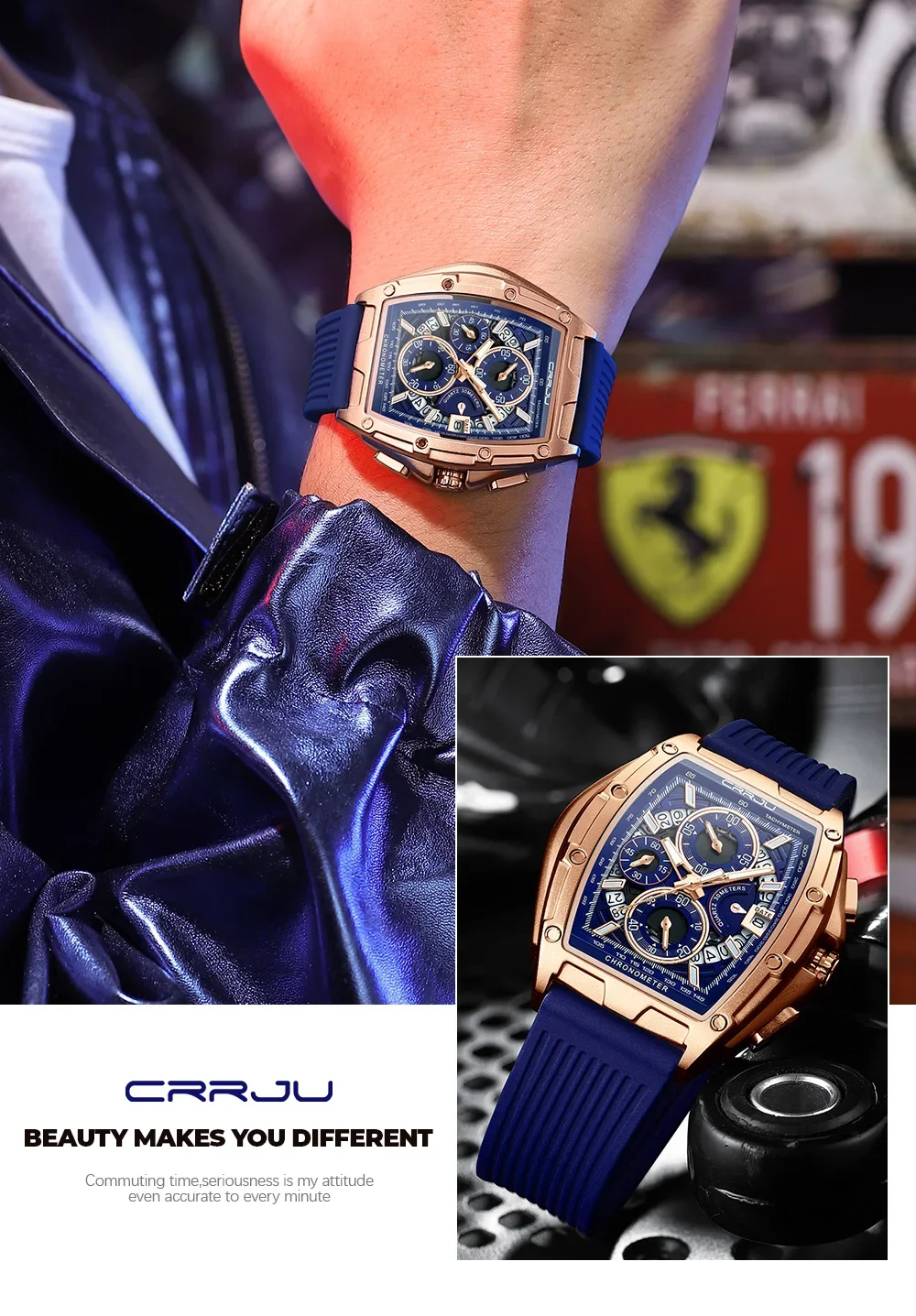 Top Brand Men's Watches Luxury Square Quartz Wristwatch Waterproof Luminous Chro