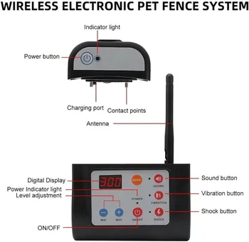 Wireless Dog Fence Electric Pet Containment System Shock Collars For 3 Dogs Adjustable Range 3