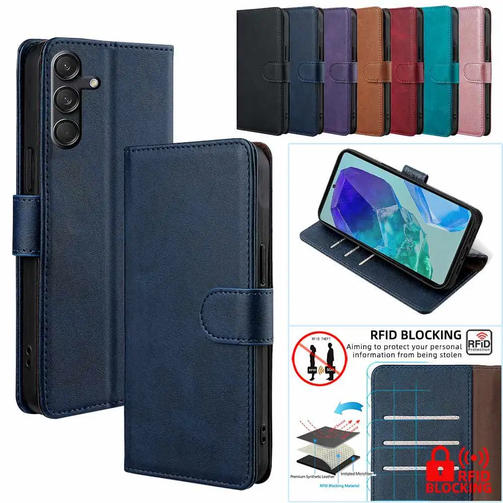 Elegant Magnetic Buckle Leather Flip Wallet Case with Card Slots