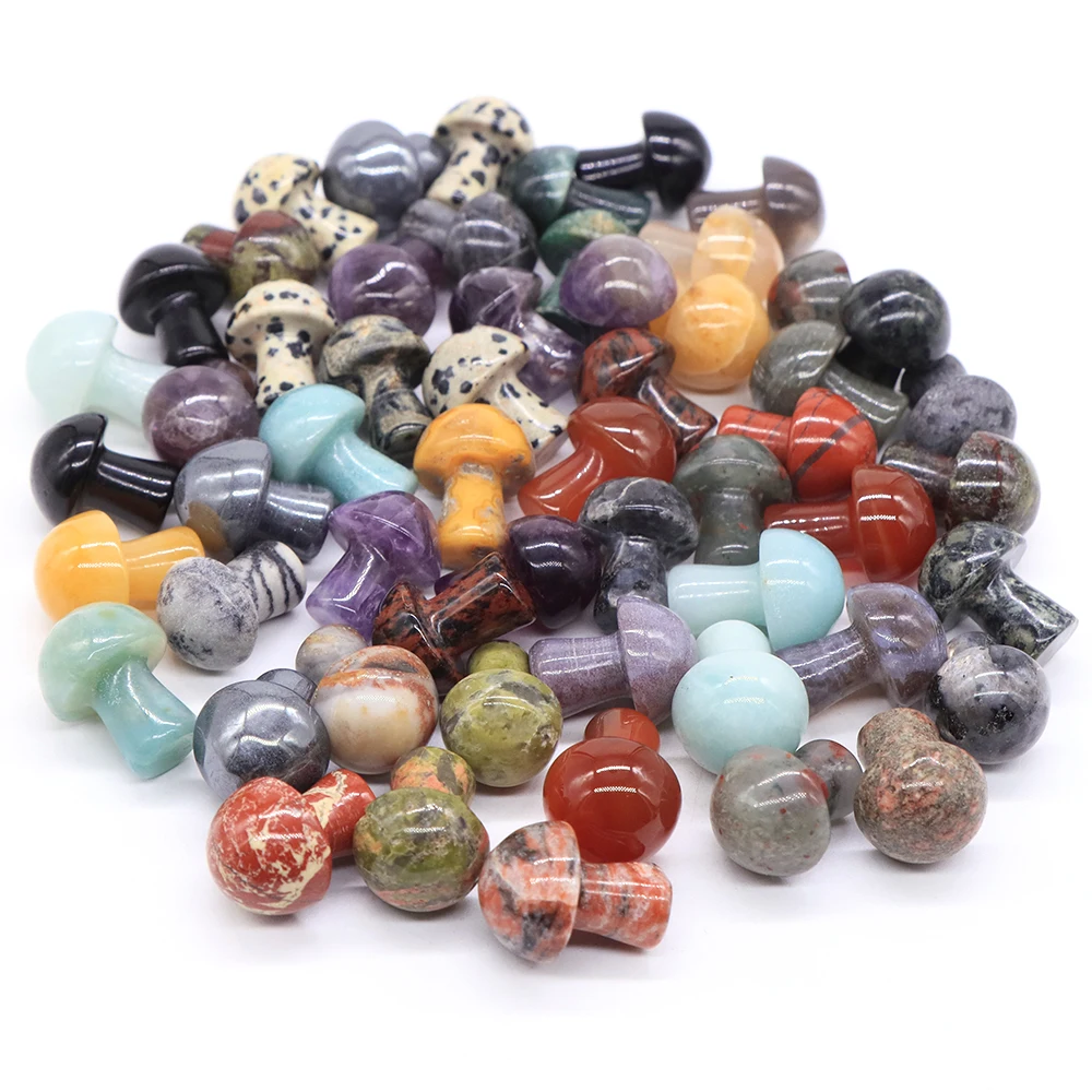 20mm Natural Stone Mineral Crystal Agate Quartz Healing Mushroom Room Home Decor Aquarium Decoration Crafts Ornament Accessories