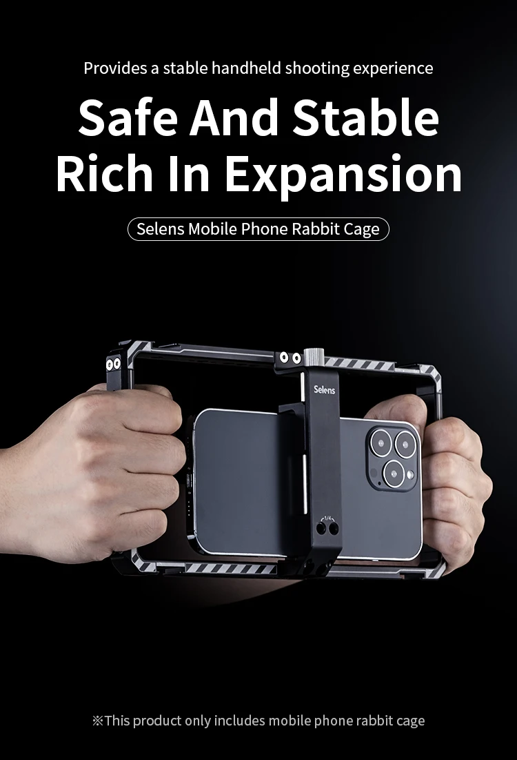 Aluminium Alloy Mobile Phone Cage with Expansion 1/4 & 3/8 Screw Holes Handheld