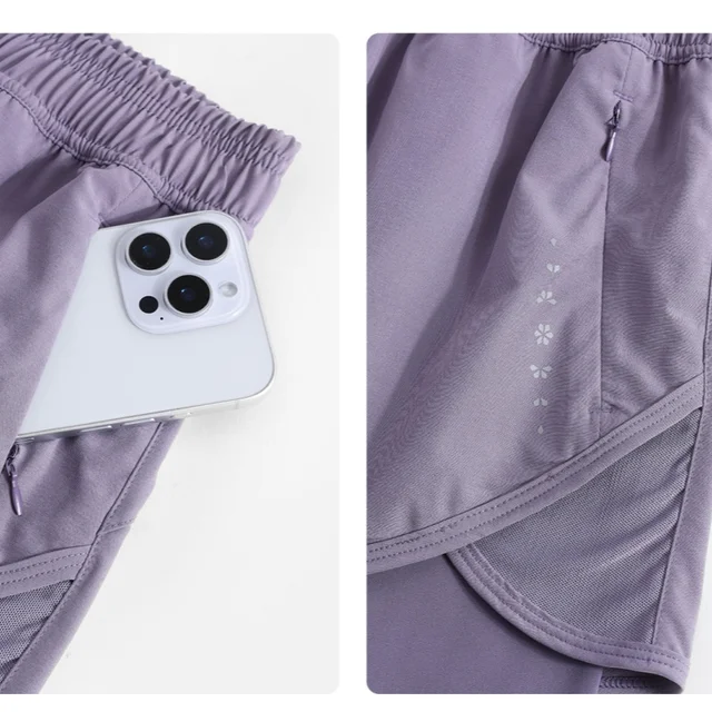 48075-b3e6a7.jpg DRUR Summer Running Shorts High Waist Quick Dry Workout Shorts With Zippered Pocket 2 in 1 Athletic Sportswear for Women Men New