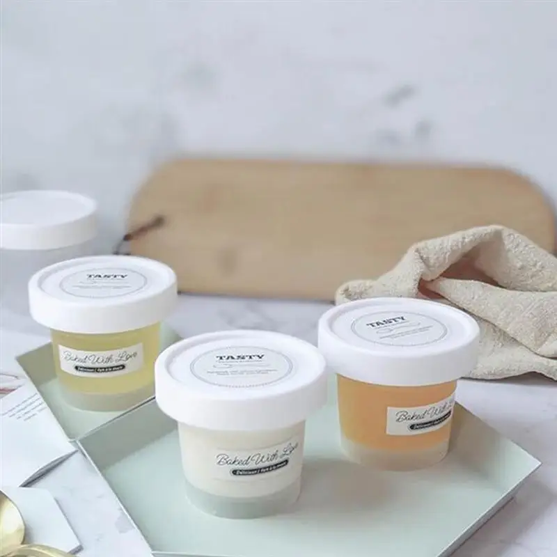 플라스틱 푸딩 컵, 무스 케이크 아이스크림 컵, 요구르트 디저트 컵, 뚜껑이 달린 음식 용기, 파티 용품, 100ml, 20 개