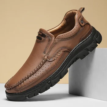 Nuovi uomini di moda scarpe casual scarpe da uomo in vera pelle scarpe da guida slip-on fatte a mano mocassini piatti mocassini scarpe da passeggio 1
