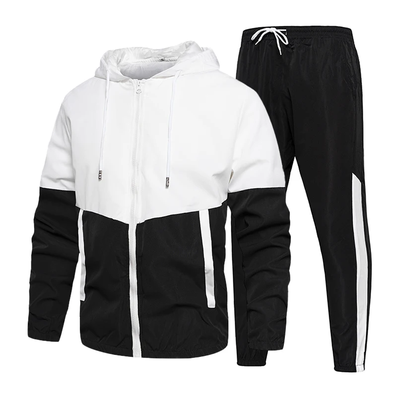 Spring Summer Men Tracksuit Casual Set Male Joggers Hooded Sportswear Jackets+Pants 2 Piece Sets Hip Hop Running Sports Suit 5XL 3