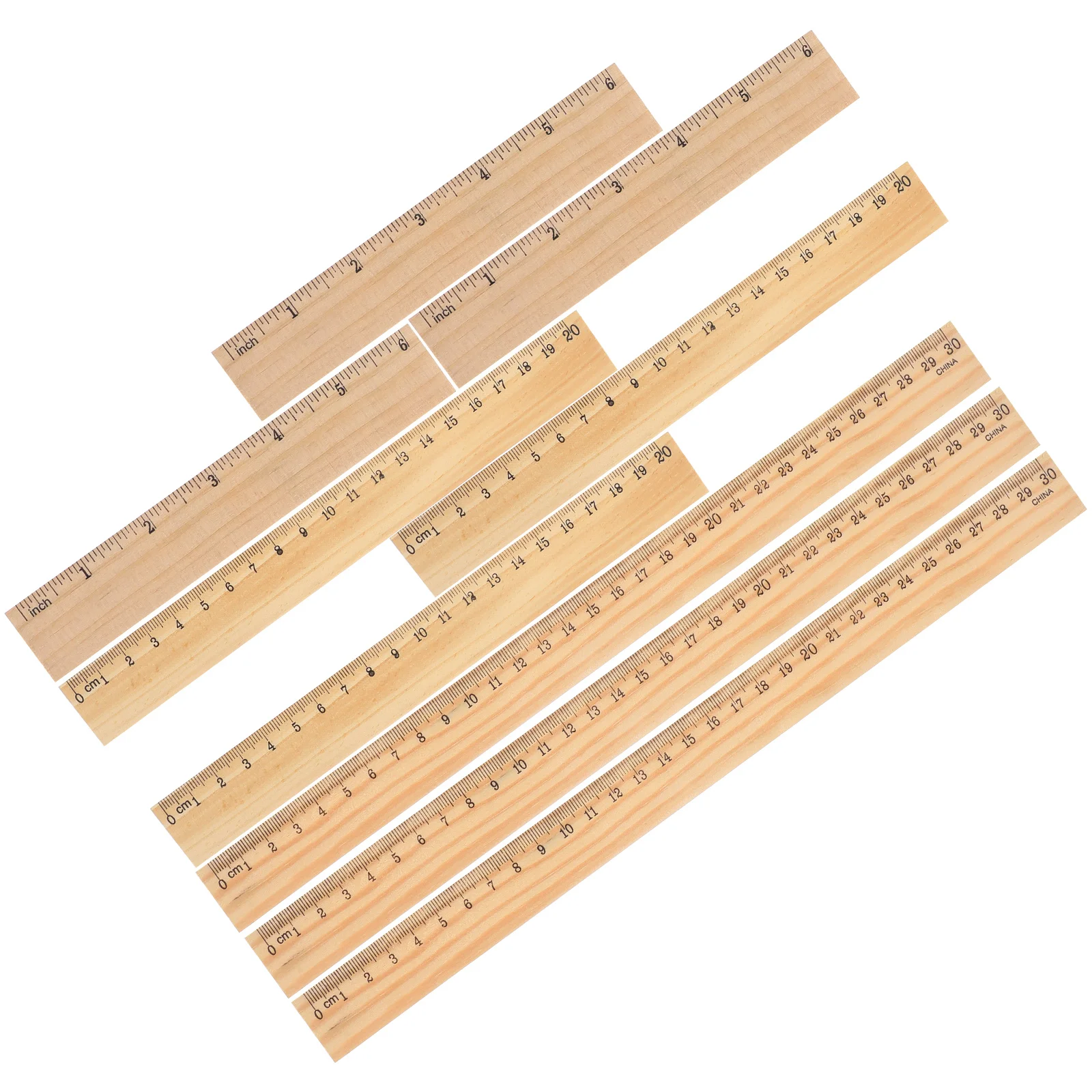 

9pcs Scale Rulers Multi-function Wooden Rulers Painting Rulers Portable Wooden Rulers