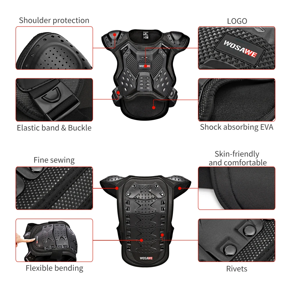 Motorcycle Armor Kids Suit Motocross Body Armor Moto Knee Pads Riding Protective Motorbike Suits Protection Body Protector
