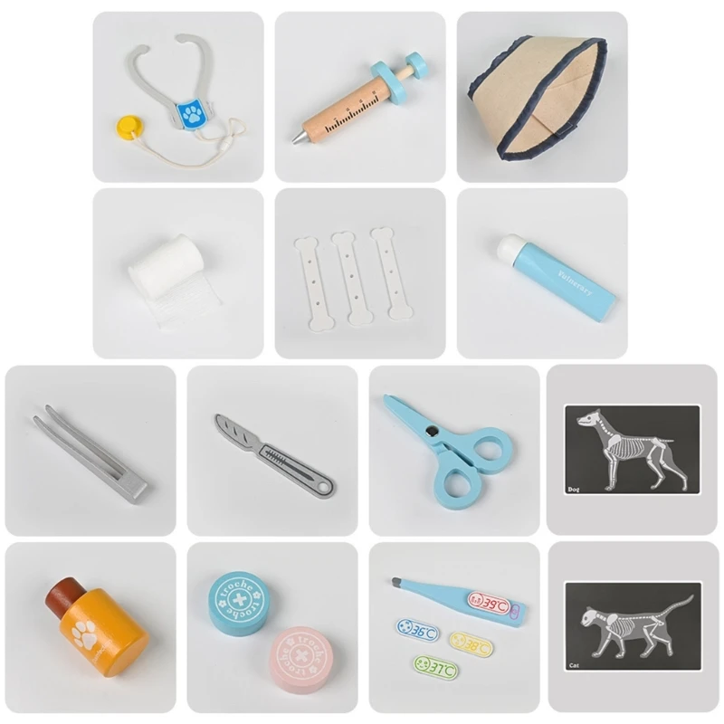 Q0KB Kid Pet Veterinarian Set Vet Clinic and Doctor Kit for Kids Playset Hospital