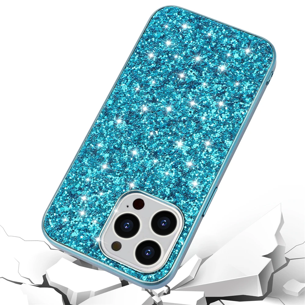 Luxury Bling Glitter Sequins Solid Color Plating Shockproof Bumper Case