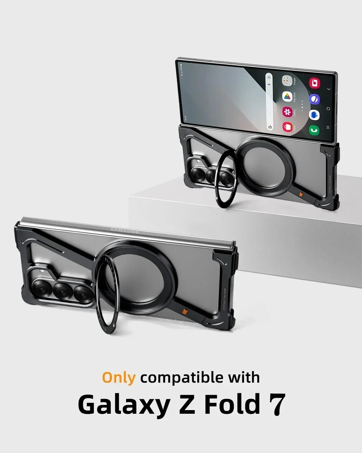 Eary Frameless Case for Samsung Galaxy Z Fold 7 Magsafe with  360°Rotating Magnetic Stand Metal Shockproof Protector Phone Cover