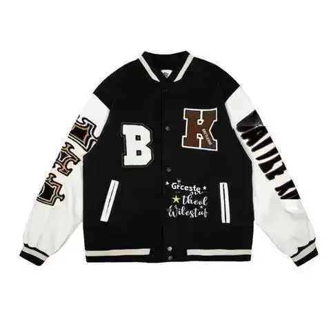 2023 Cappotto in cotone con berretto da baseball stampato con ricamo a lettera vintage stile americano Giacca da donna alla moda primavera autunno vestibilità ampia 2
