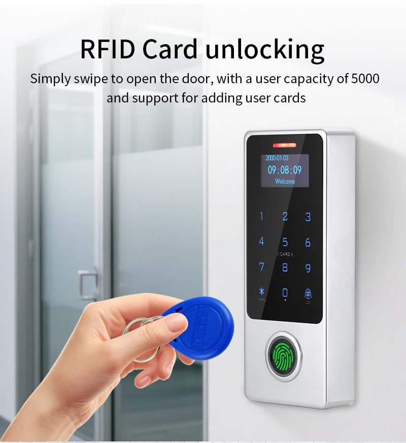 S7672ccb4d4a94a538197fb4d49ffd443r WIFI App Tuya Fingerprint Access Controller Keypad Metal Waterproof RFID Card Standalone Door Access Control System