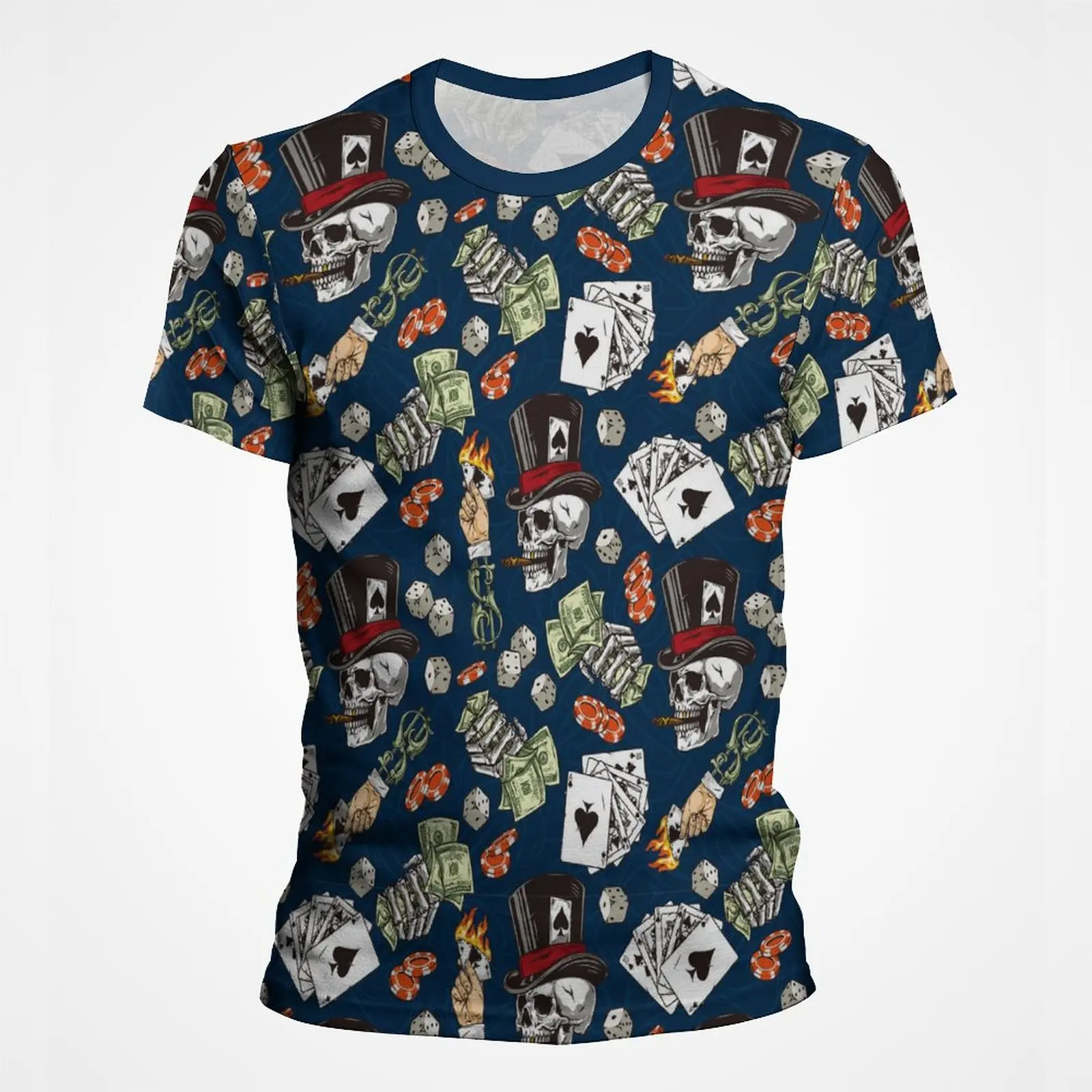 

Hip-hop Poker Chips 3D Printed T Shirt For Men Punk Fashion Streetwear Women T-Shirt Casual Party Vacation Mens Designer Clothes