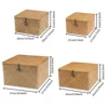 Set of 4 Seagrass Basket with Lid Wicker Storage Basket Decor Storage Boxes Flat Storage Bins Woven Organizer Baskets for Shelf 4