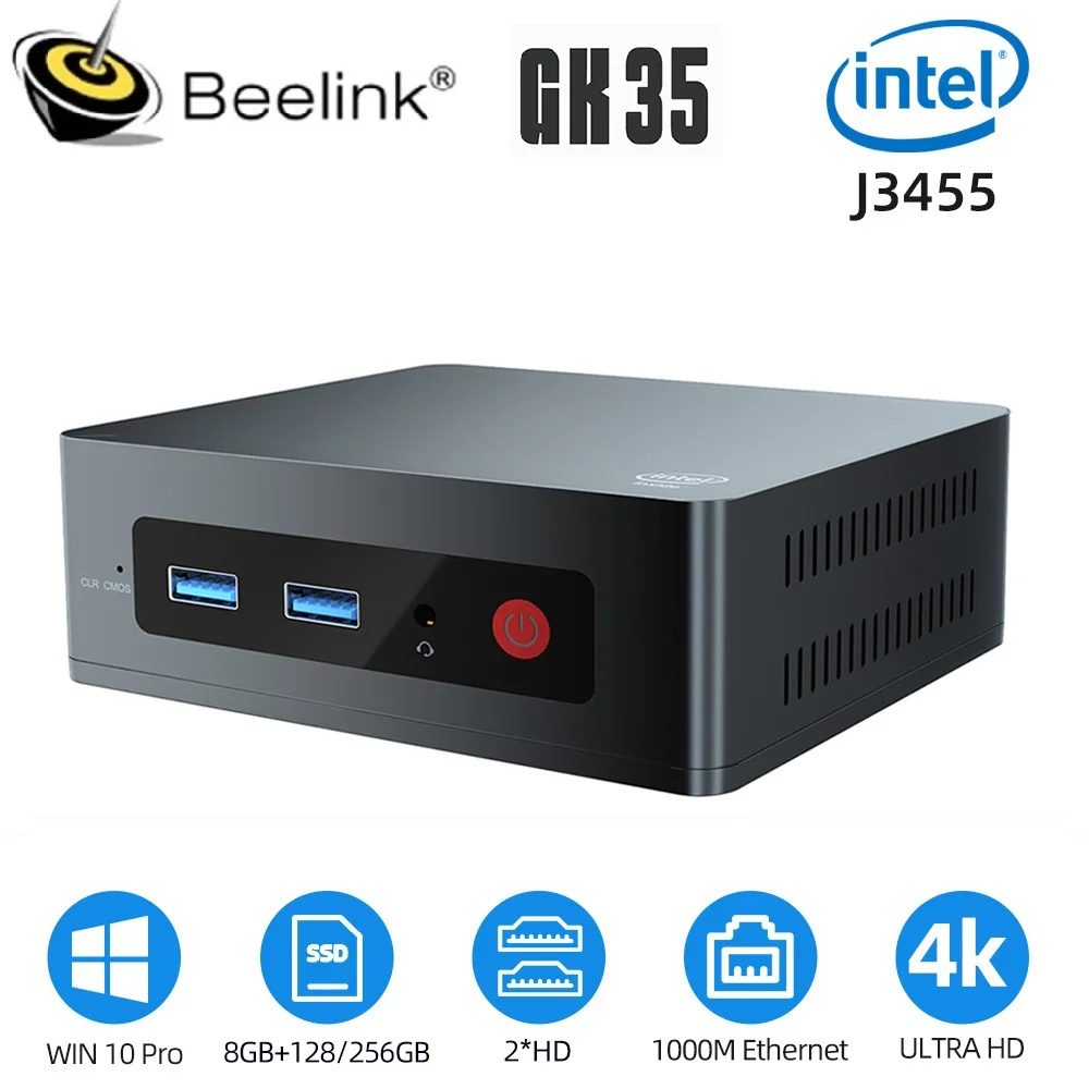 Мини-ПК Beelink GK35 Windows 10 Intel Apollo Lake Celeron J3455 8 ГБ ОЗУ 128 256 SSD 2 4G и 5 8G Двойной Wi-Fi BT 1000M LAN |