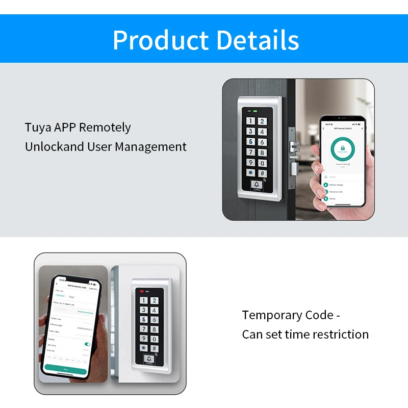 Tuya Wifi Metal Case Access Control Keypad Backlight Anti-Vandal Temporary Passw