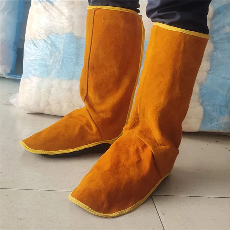 Leather Flame Retardant Welding Spats Safety Shoe Cover Flame Heat Abrasion Flame Resistant Foot Protection Work Shoe Covers