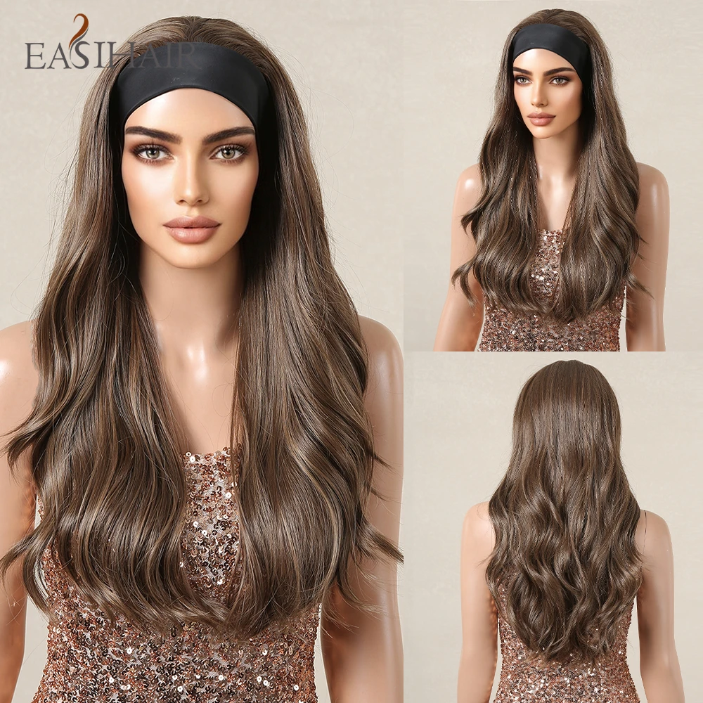 Parrucche sintetiche con fascia per capelli, lunghe, ondulate, color cenere, per donne, resistenti al calore, per feste di cosplay giornaliere_voghion.com