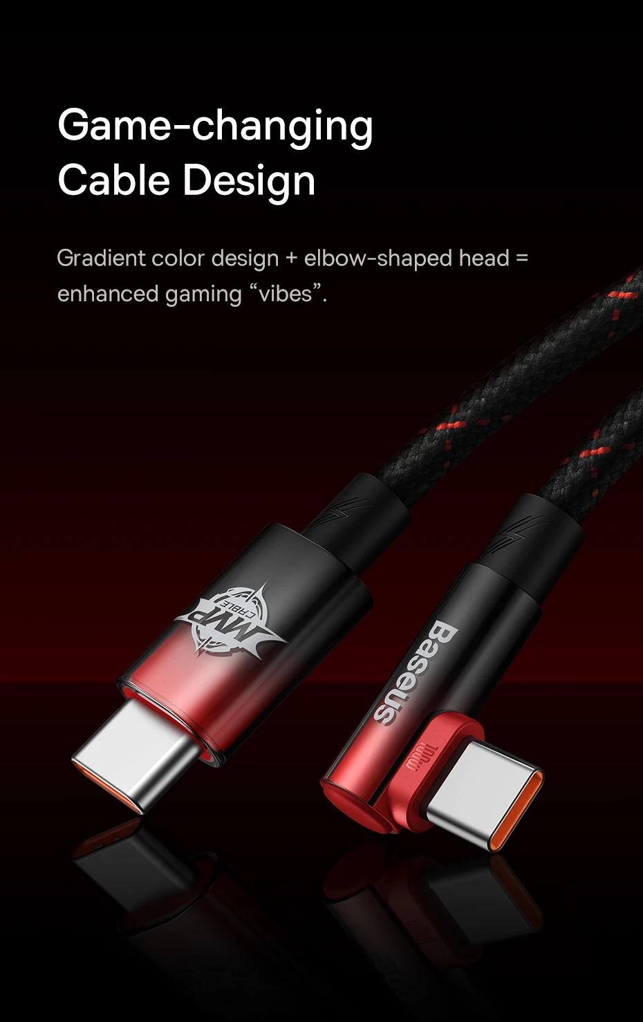 Cáp sạc nhanh 100W Baseus MVP 2 Elbow-shaped Fast Charging Data Cable Type-C to Type-C