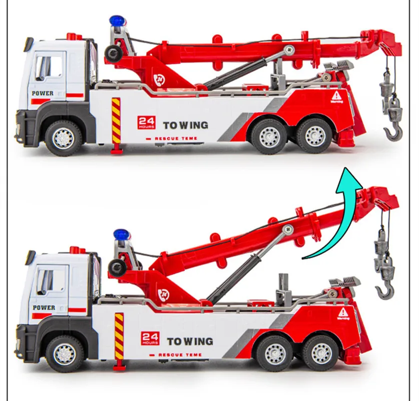 1: 32 alloy pull back engineering crane model,simulation obstacle cleaning car toy,rescue car toy,wholesale