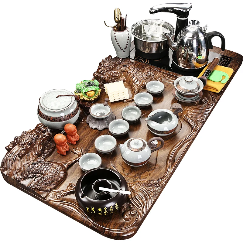 

Церемония полный чайный набор инфузер посуда для напитков сервировочный китайский керамический набор из исинского чайника и чашки деревянный поднос игра чая
