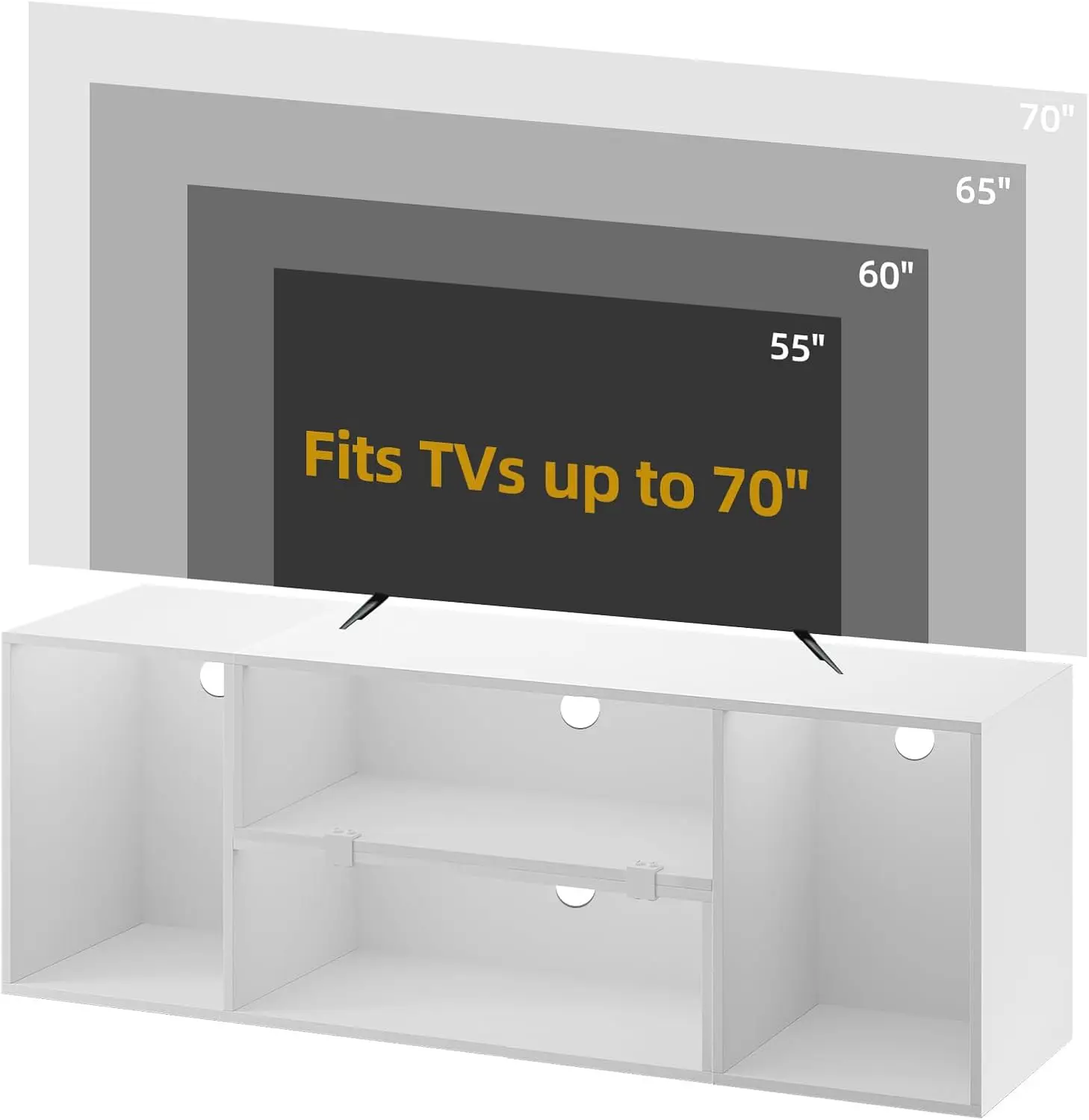 75" TV Stand. Modern Deformable. LED Entertainment Center. Storage. White.