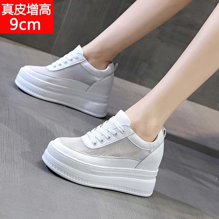 

Women Sneakers 2022 Autumn New Trend Ladies Heighten Thick Bottom Casual Shoes Lace Up Light weight All-match Small White Shoes