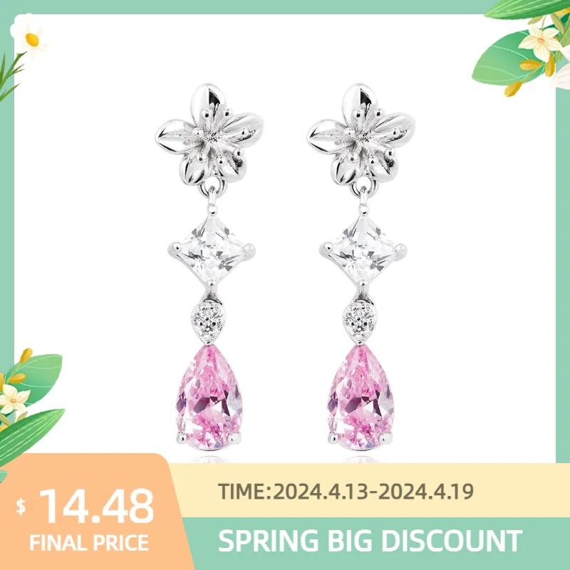 

HAIKE S925 Sterling Silver Earrings Original Pink Peach Blossom Shape Ear Pin Classic Chinese Style Elements 2024 New Women