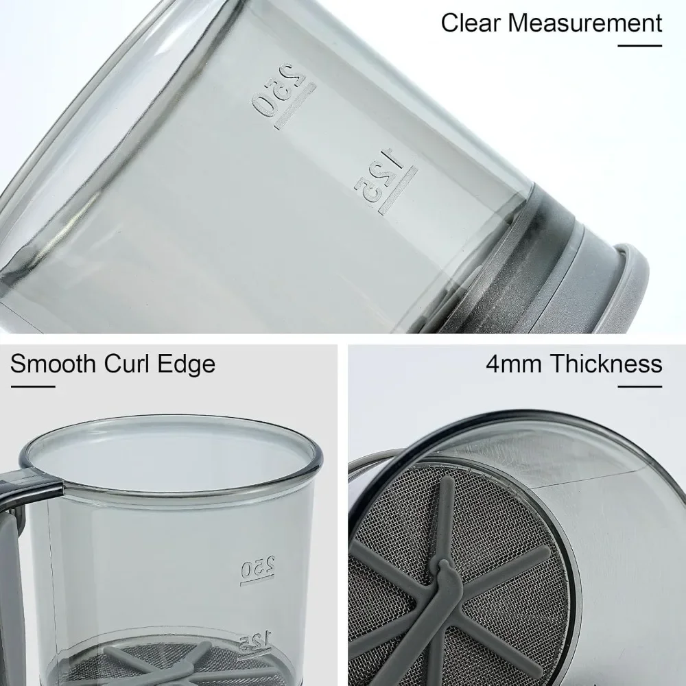 Manual Flour Sifter Fine Mesh Flour Sifter Portable Press Design Powdered Sugar Cocoa Cakes Baking Utensil