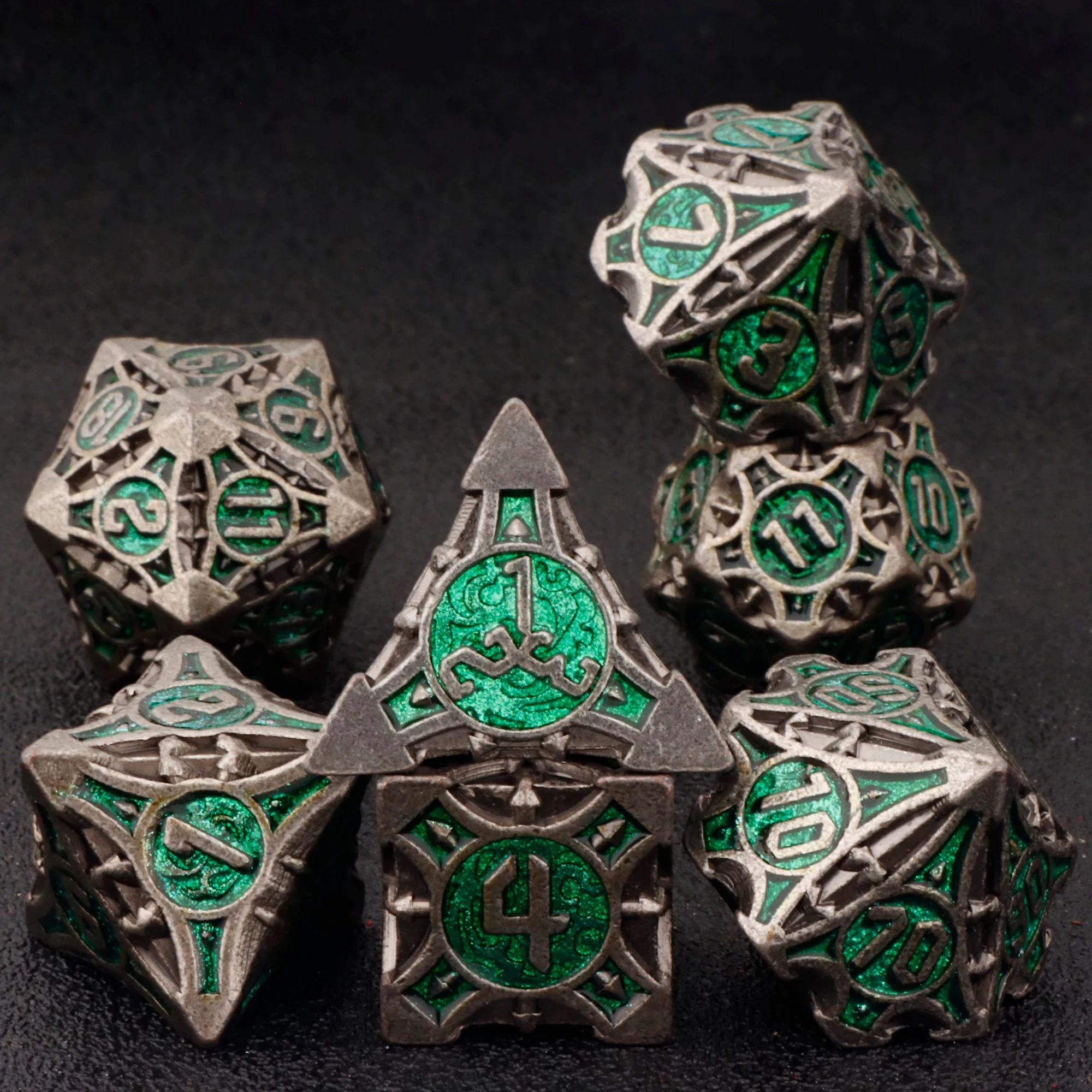 Set Dadi Poliedrici Sage's Portal Osso/Bronzo, Metallici E Cavi, Per DnD